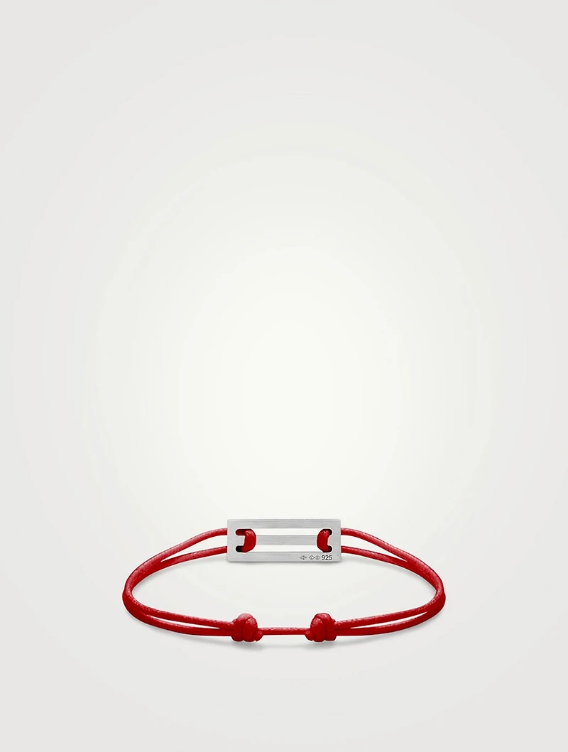 2.5g Polished Sterling Silver And Cord Bracelet