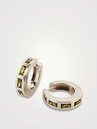 Arch Baguette Sterling Silver Hoop Earrings