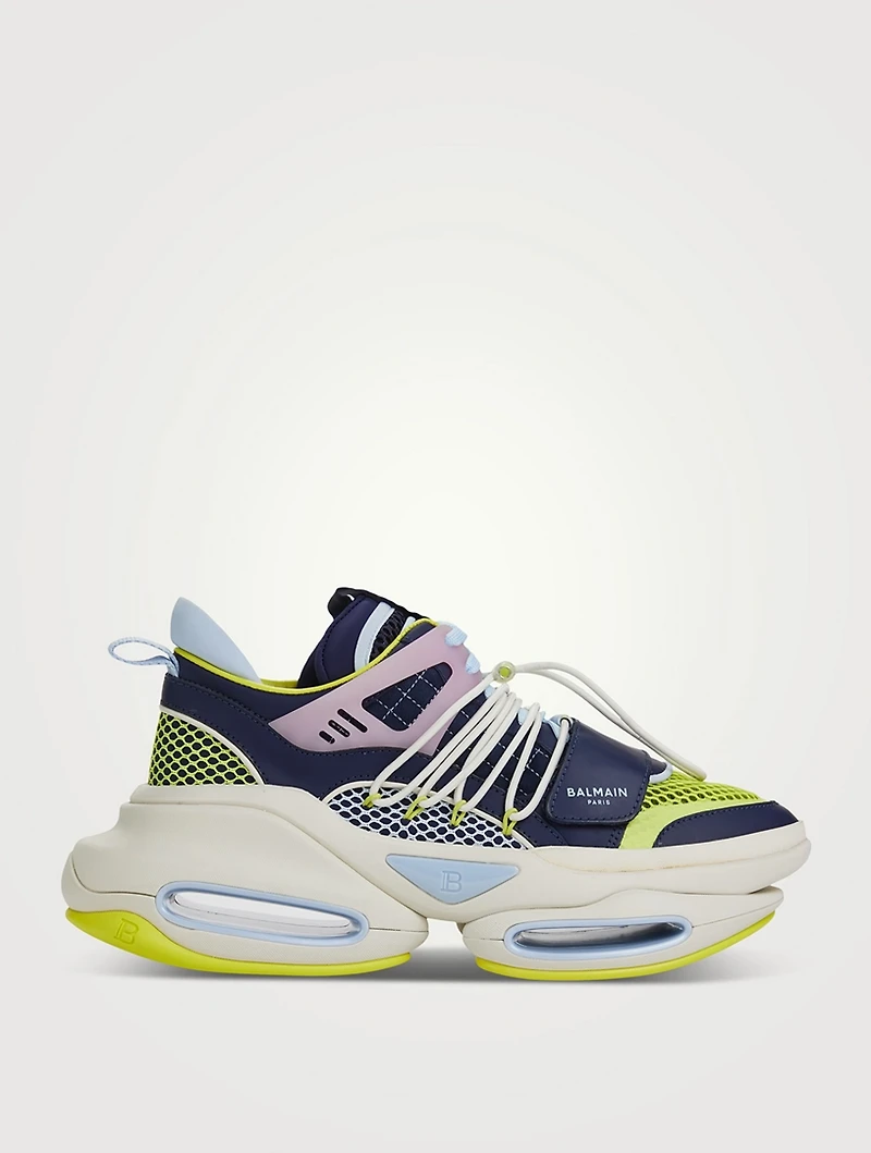 B-Bold Leather Neoprene And Mesh Sneakers