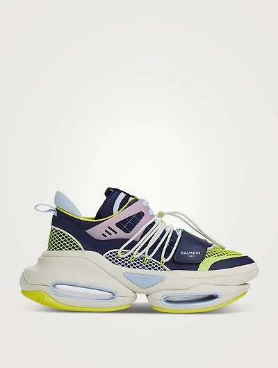 B-Bold Leather Neoprene And Mesh Sneakers