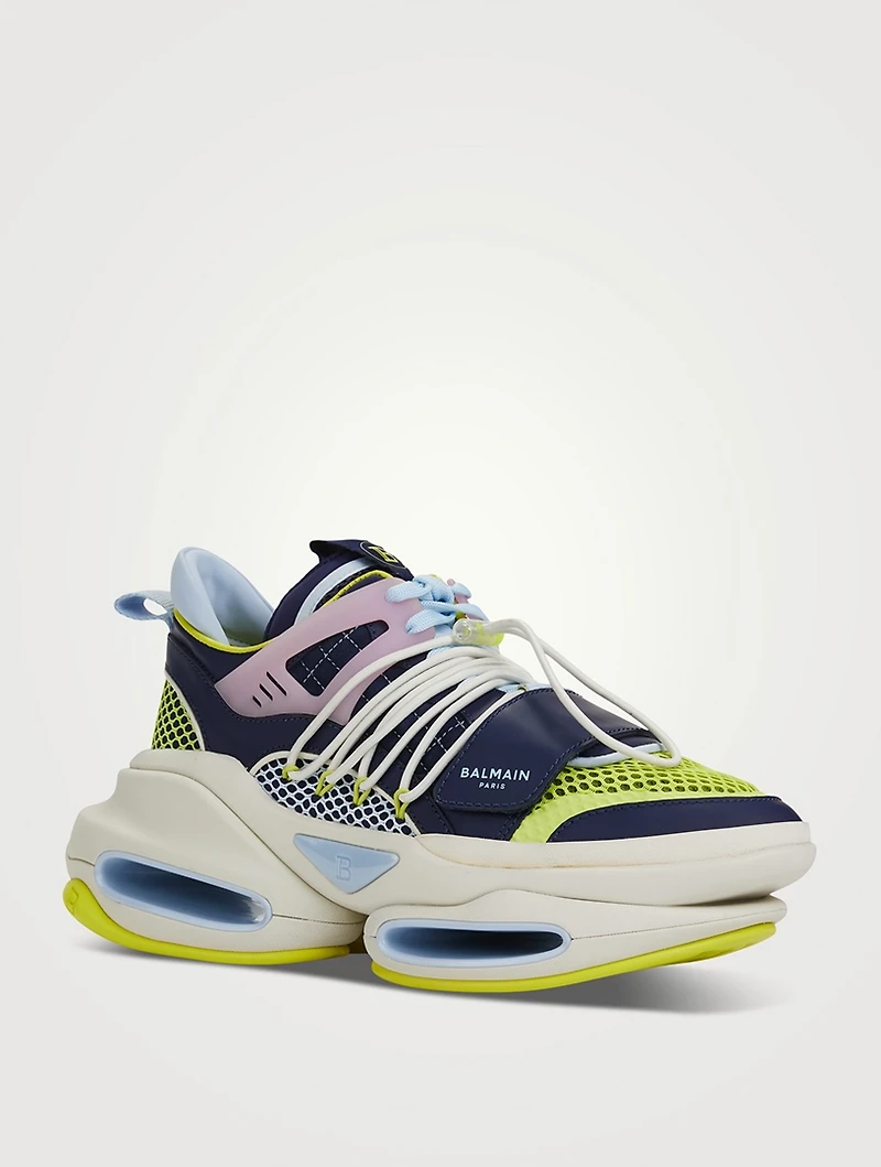 B-Bold Leather Neoprene And Mesh Sneakers