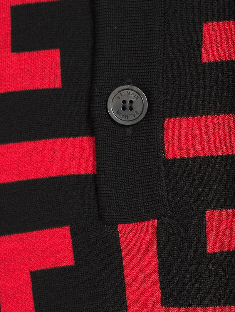 Wool And Linen Monogram Houndstooth Polo Shirt
