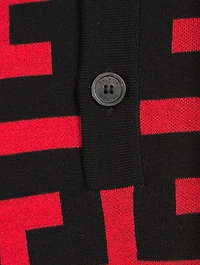 Wool And Linen Monogram Houndstooth Polo Shirt