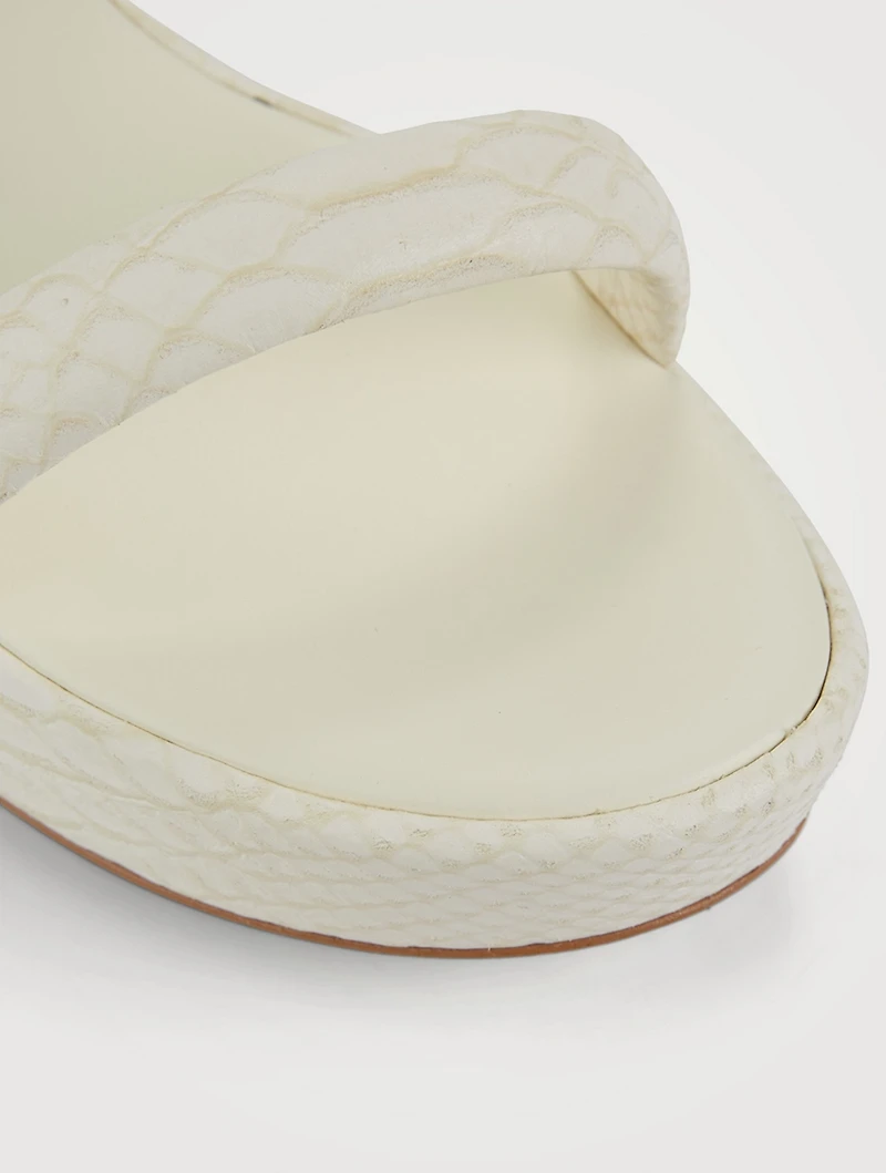 Gabi Ankle-Wrap Snakeskin-Embossed Leather Platform Sandals