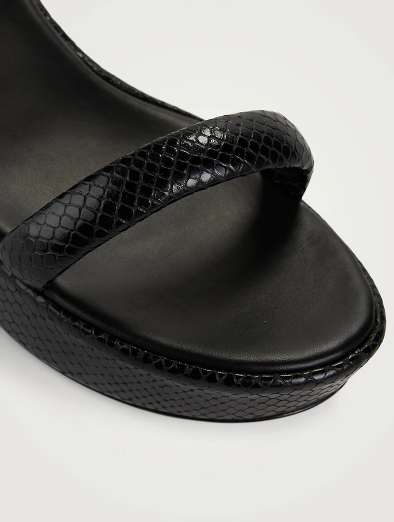 Gabi Ankle-Wrap Snakeskin-Embossed Leather Platform Sandals