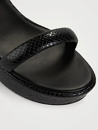 Gabi Ankle-Wrap Snakeskin-Embossed Leather Platform Sandals
