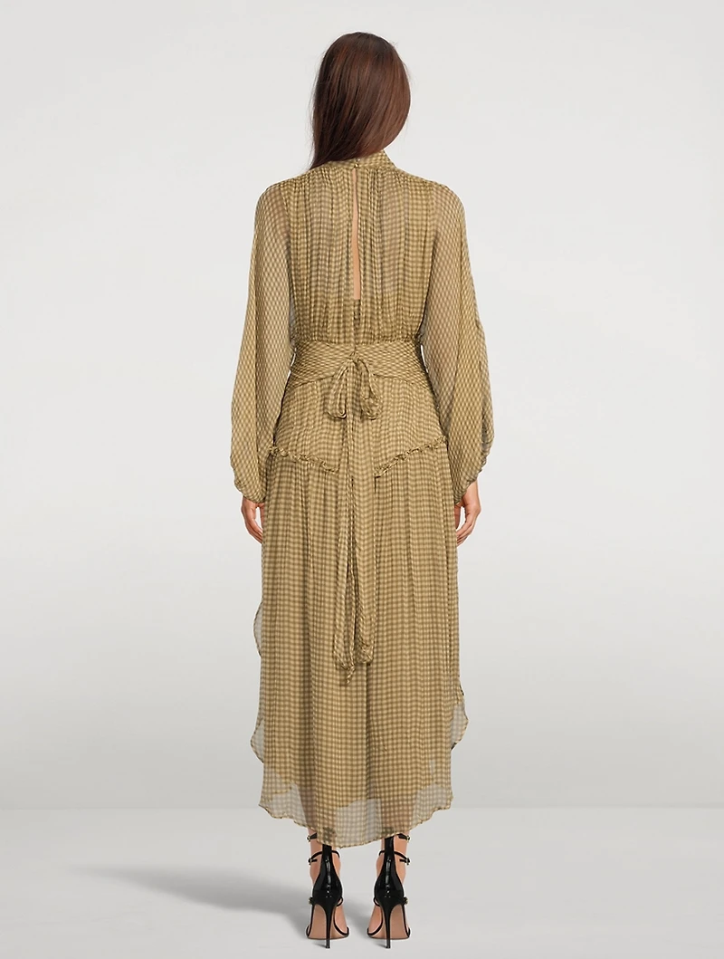Eleonora Chiffon Midi Dress Gingham Print