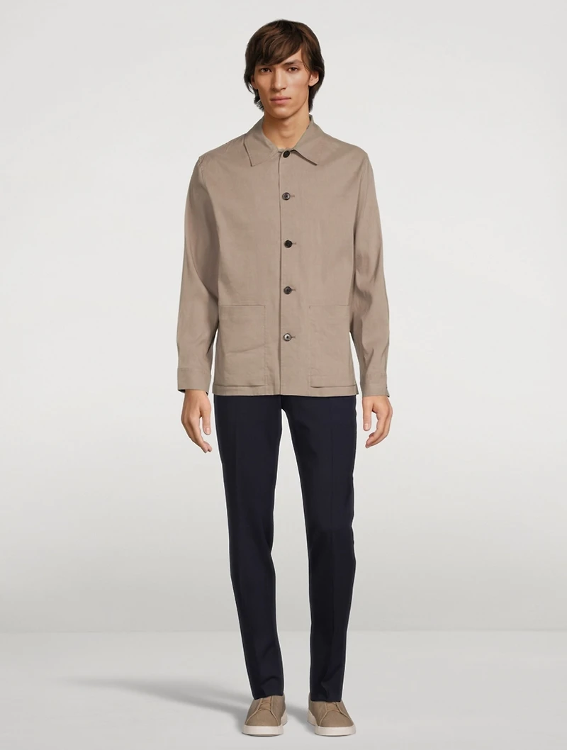 Linen-Blend Shirt Jacket