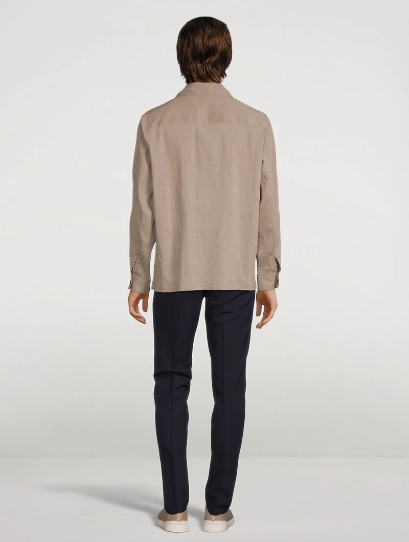 Linen-Blend Shirt Jacket