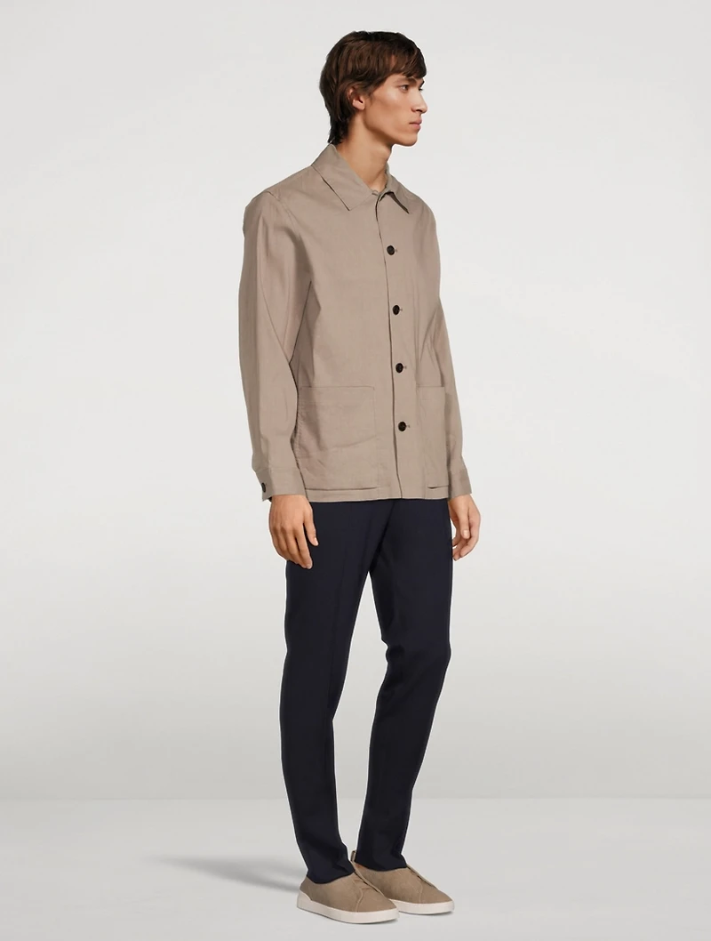 Linen-Blend Shirt Jacket