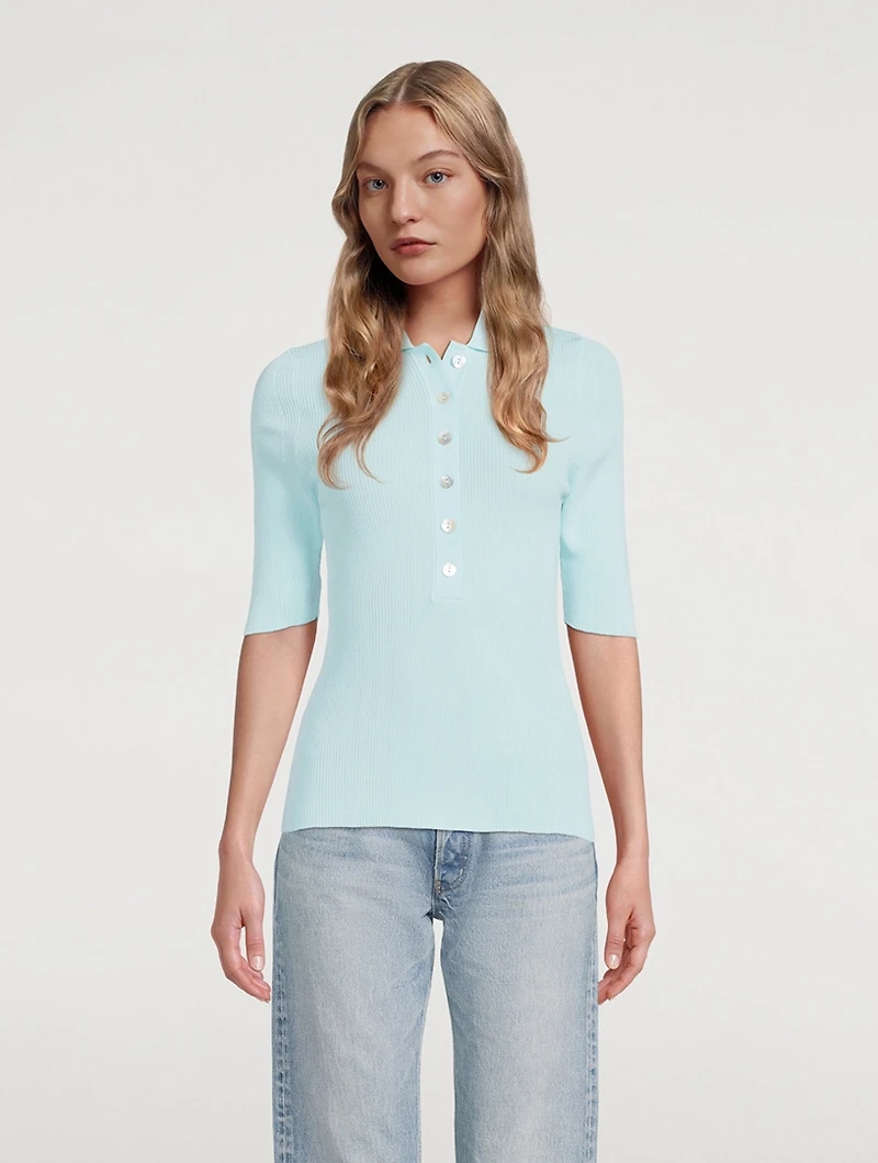 Nomi Rib-Knit Polo Shirt