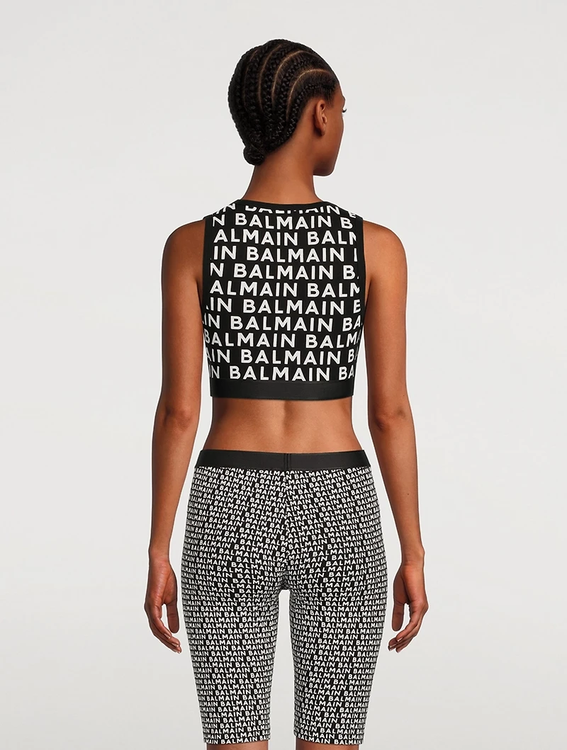 Logo-Tape Crop Top Logo Print