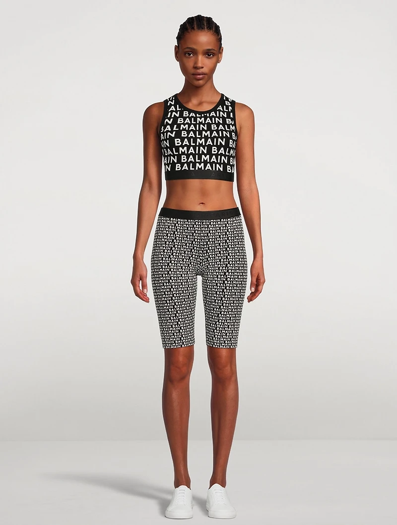 Logo-Tape Crop Top Logo Print