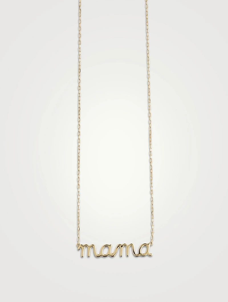 Pure 14K Gold Mama Script Necklace