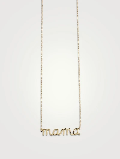 Pure 14K Gold Mama Script Necklace