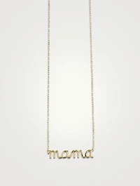 Pure 14K Gold Mama Script Necklace