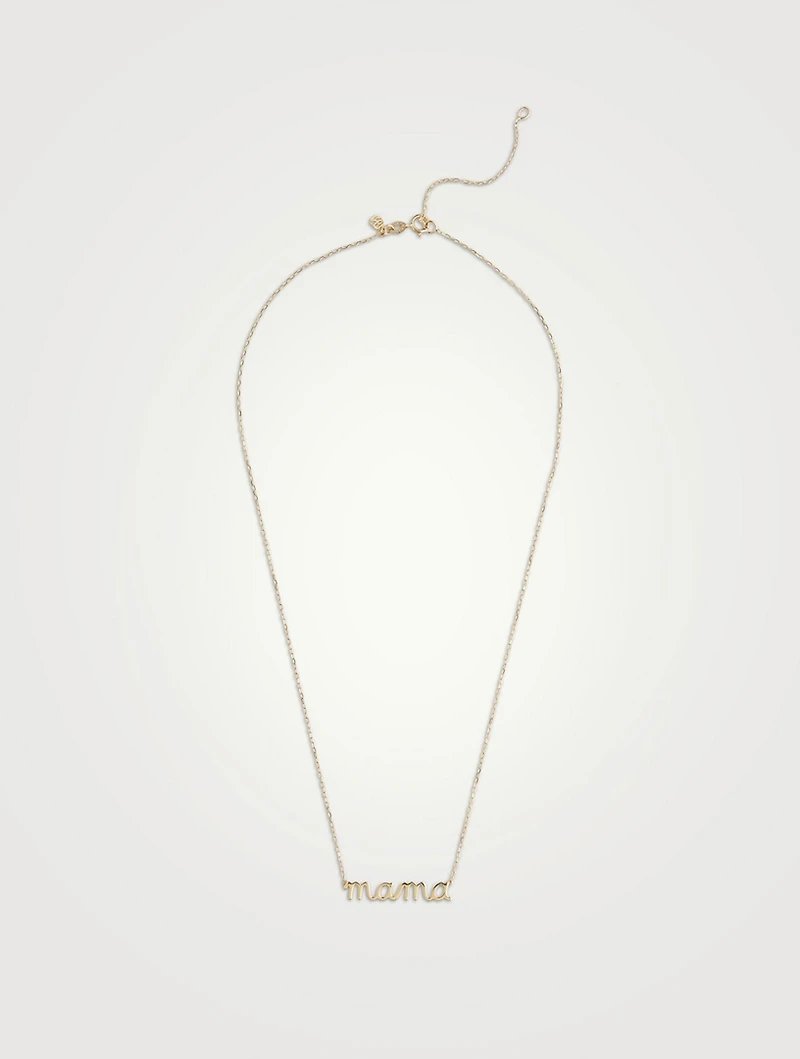 Pure 14K Gold Mama Script Necklace