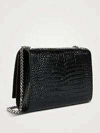 Small Kate YSL Monogram Croc-Embossed Leather Chain Bag With Tassel