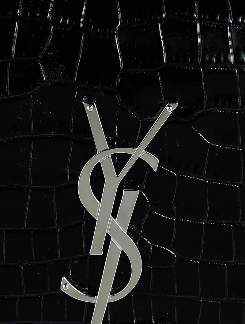 Small Kate YSL Monogram Croc-Embossed Leather Chain Bag With Tassel