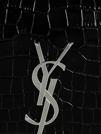 Small Kate YSL Monogram Croc-Embossed Leather Chain Bag With Tassel