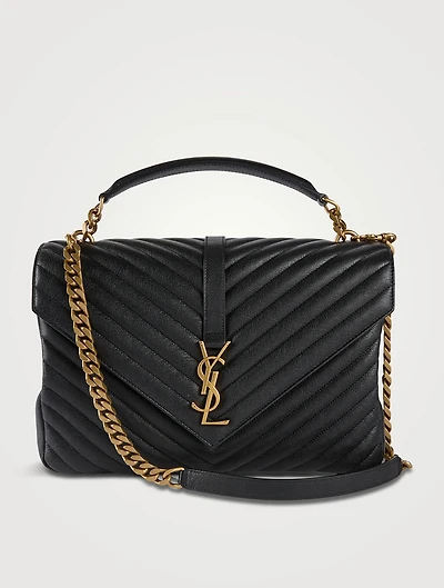 Large College Quilted Leather Chain Bag