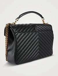 Large College Quilted Leather Chain Bag