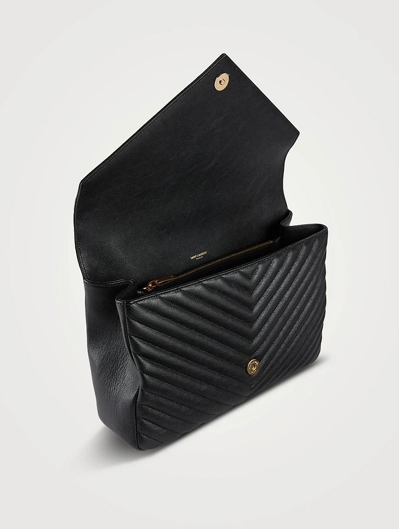 Large College Quilted Leather Chain Bag