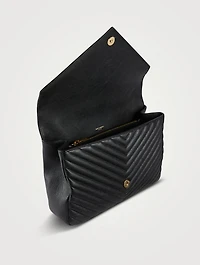 Large College Quilted Leather Chain Bag