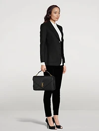 Large College Quilted Leather Chain Bag