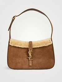 Le 5 À 7 Shearling-Trimmed Suede Shoulder Bag