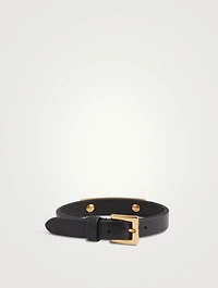 Three-Stud Leather Strap Bracelet
