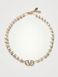 VLOGO Pavé Crystal Pearl Necklace