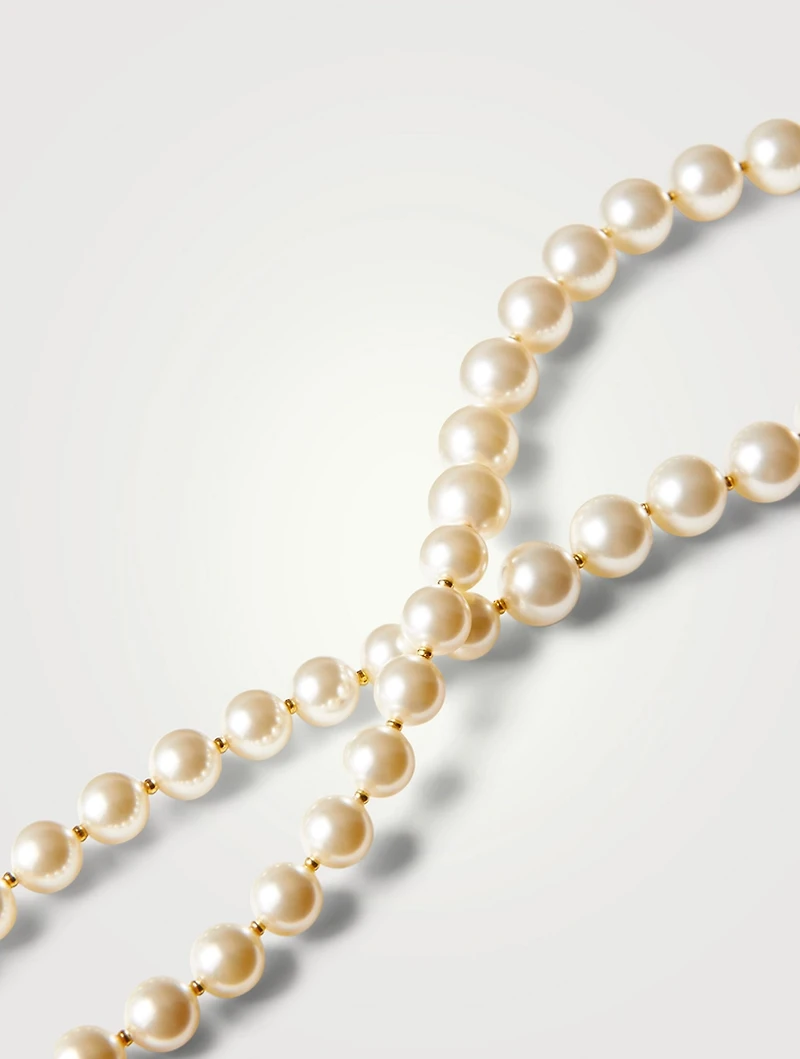VLOGO Pavé Crystal Pearl Necklace