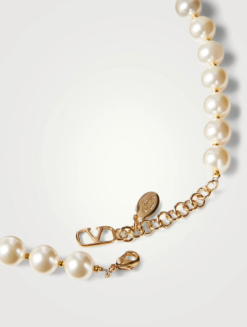 VLOGO Pavé Crystal Pearl Necklace
