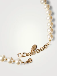 VLOGO Pavé Crystal Pearl Necklace