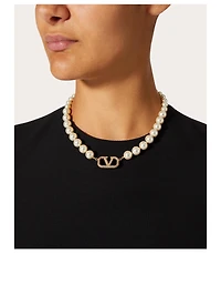 VLOGO Pavé Crystal Pearl Necklace