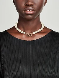 VLOGO Pavé Crystal Pearl Necklace