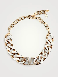 VLOGO Chain Necklace With Crystals