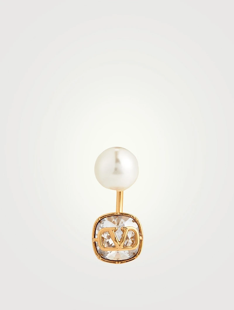 VLOGO Faux Pearl And Crystal Earring