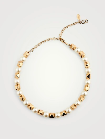 Rockstud Faux Pearl Necklace