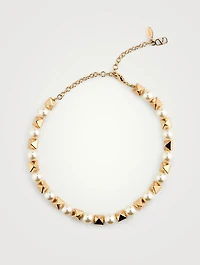 Rockstud Faux Pearl Necklace