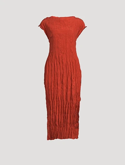 Crinkled Silk Midi Dress