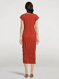 Crinkled Silk Midi Dress