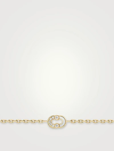 Magnetic 18K Gold Semi Mother-Of-Pearl Bracelet With Diamonds