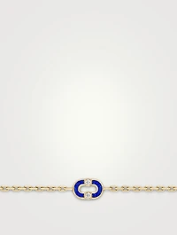 Magnetic 18K Gold Recto Verso Lapis Lazuli And Mother-Of-Pearl Bracelet With Diamonds