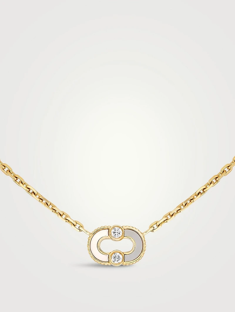 Magnetic 18K Gold Mother-Of-Pearl And Malachite Pendant Necklace