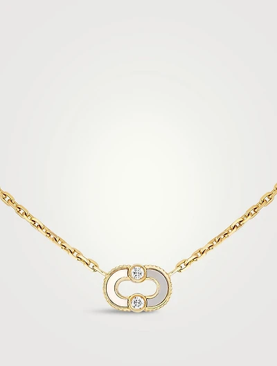 Magnetic 18K Gold Mother-Of-Pearl And Malachite Pendant Necklace