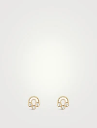 Magnetic 18K Gold Mother-Of-Pearl Stud Earrings With Diamonds