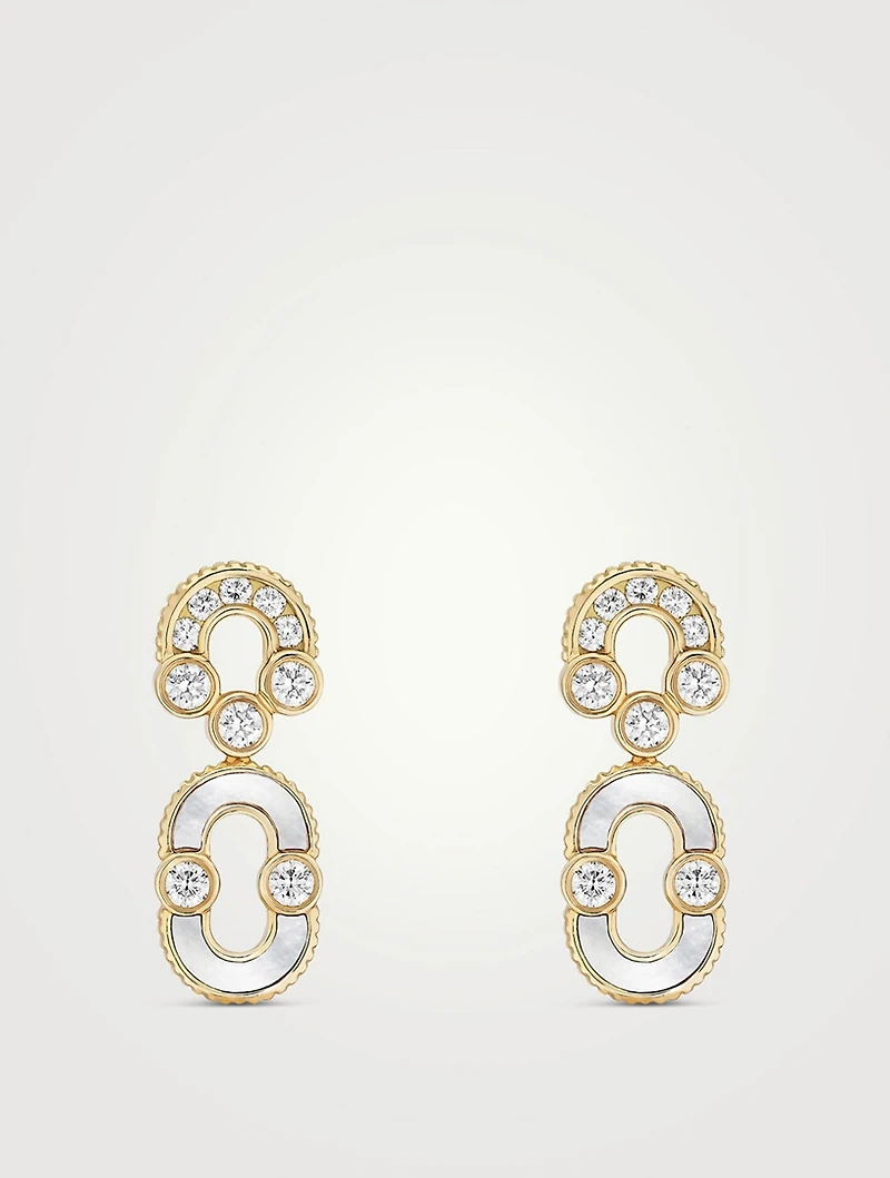 Magnetic 18K Gold Solo Mother-Of-Pearl Earrings With Diamonds