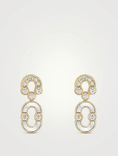 Magnetic 18K Gold Solo Mother-Of-Pearl Earrings With Diamonds